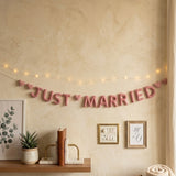 Handmade Wool Felt “JUST MARRIED” Garland – Wedding Banner for Bridal Shower, Engagement & Party Backdrop Decor