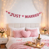 Handmade Wool Felt “JUST MARRIED” Garland – Wedding Banner for Bridal Shower, Engagement & Party Backdrop Decor