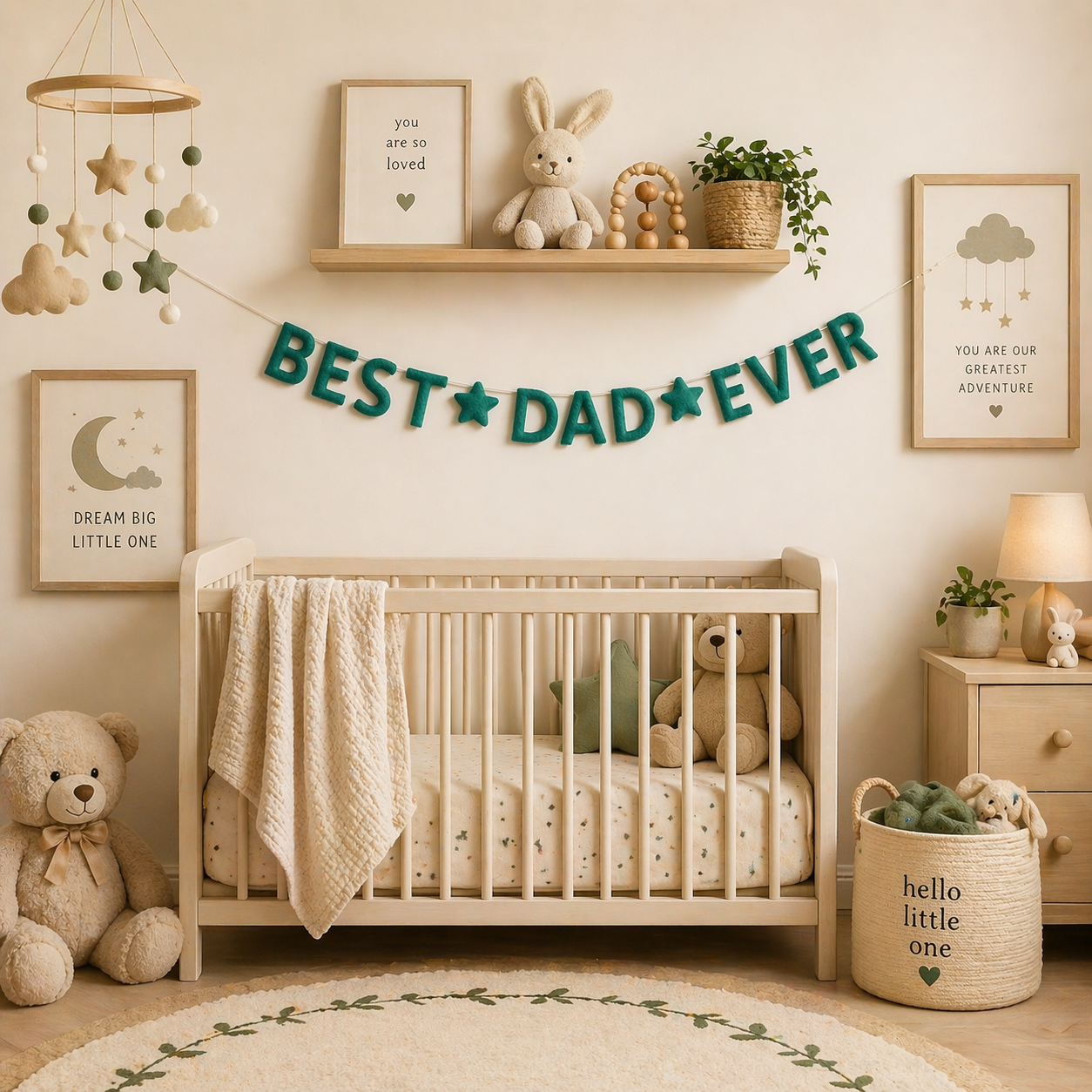 Best Dad Ever Felt Garland – Handmade Father’s Day Banner, Dad Birthday Decoration, Rustic Home Wall Decor, Gift for Dad