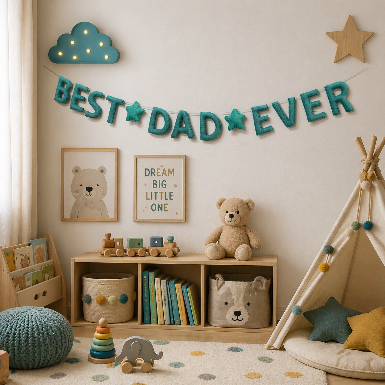 Best Dad Ever Felt Garland – Handmade Father’s Day Banner, Dad Birthday Decoration, Rustic Home Wall Decor, Gift for Dad