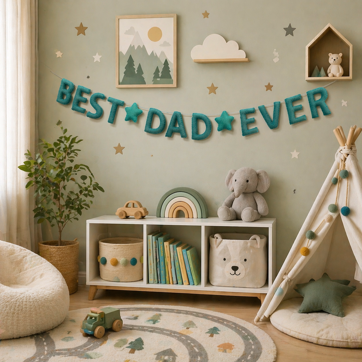 Best Dad Ever Felt Garland – Handmade Father’s Day Banner, Dad Birthday Decoration, Rustic Home Wall Decor, Gift for Dad