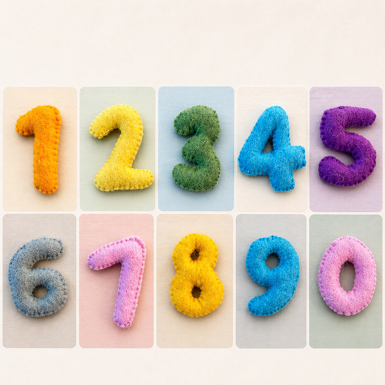 Handmade Boho Felt Numbers 0-9: Colorful Montessori Learning Toy