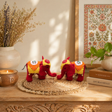Handmade Wool Felt Elephant Pair – Diwali Decor Set of 2 – Festive Home Accent, Housewarming & Corporate Gift