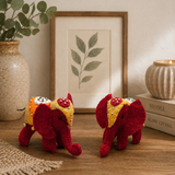 Handmade Wool Felt Elephant Pair – Diwali Decor Set of 2 – Festive Home Accent, Housewarming & Corporate Gift