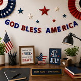 God Bless America Felt Garland – Premium Handmade Patriotic Banner for 4th of July, Red White Blue Party & Home Decor