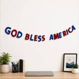God Bless America Felt Garland – Premium Handmade Patriotic Banner for 4th of July, Red White Blue Party & Home Decor