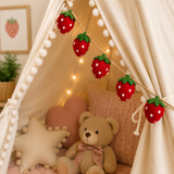 Handmade Felt Strawberry Garland | Wool Felt Fruit Banner | Nursery Wall Décor | Kids Room & Party Decoration