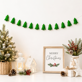 Christmas-themed decor with a small tree, lanterns, and 'Merry Christmas' sign.