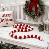 Red & White Felt Ball Garland | Handmade Christmas Bead Garland | Farmhouse Holiday Decor | Tree, Mantel & Tiered Tray Garland