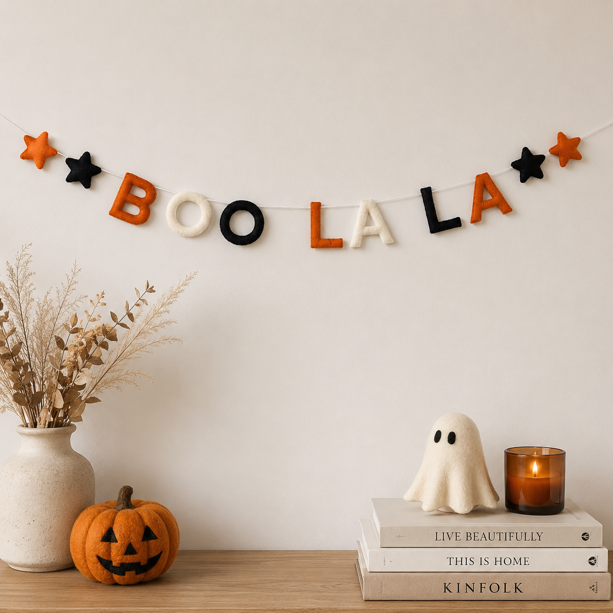 Boo La La Felt Garland | Halloween Felt Banner | Handmade Spooky Wall Decor