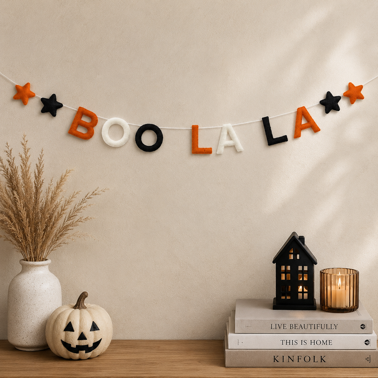 Boo La La Felt Garland | Halloween Felt Banner | Handmade Spooky Wall Decor