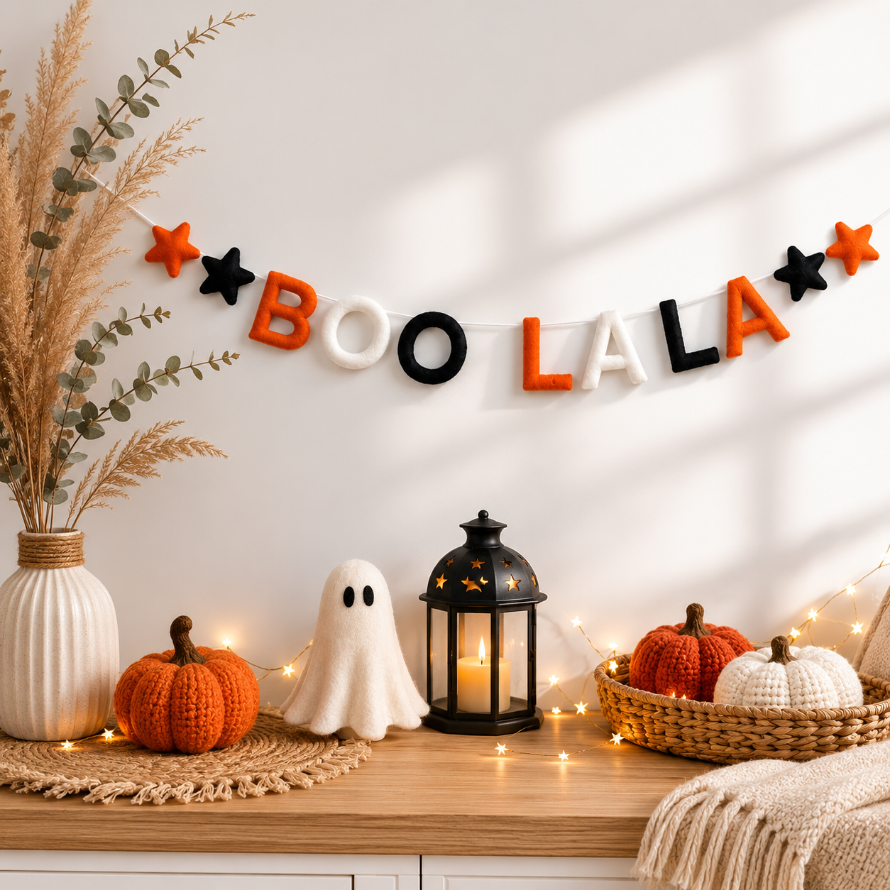 Boo La La Felt Garland | Halloween Felt Banner | Handmade Spooky Wall Decor