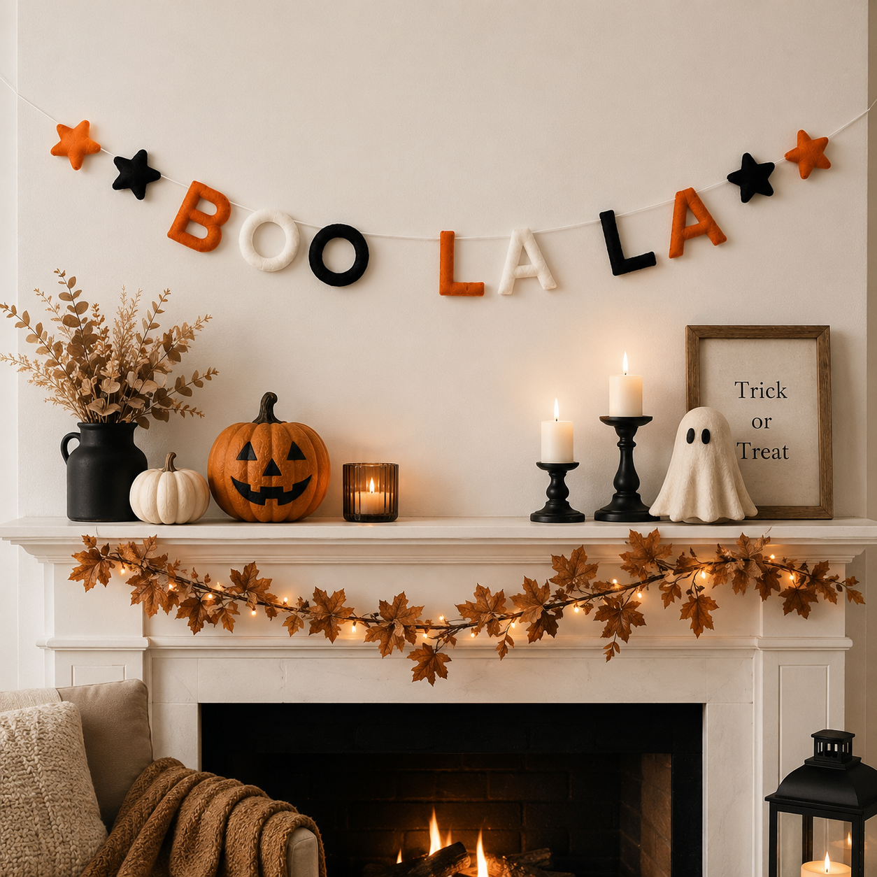 Boo La La Felt Garland | Halloween Felt Banner | Handmade Spooky Wall Decor