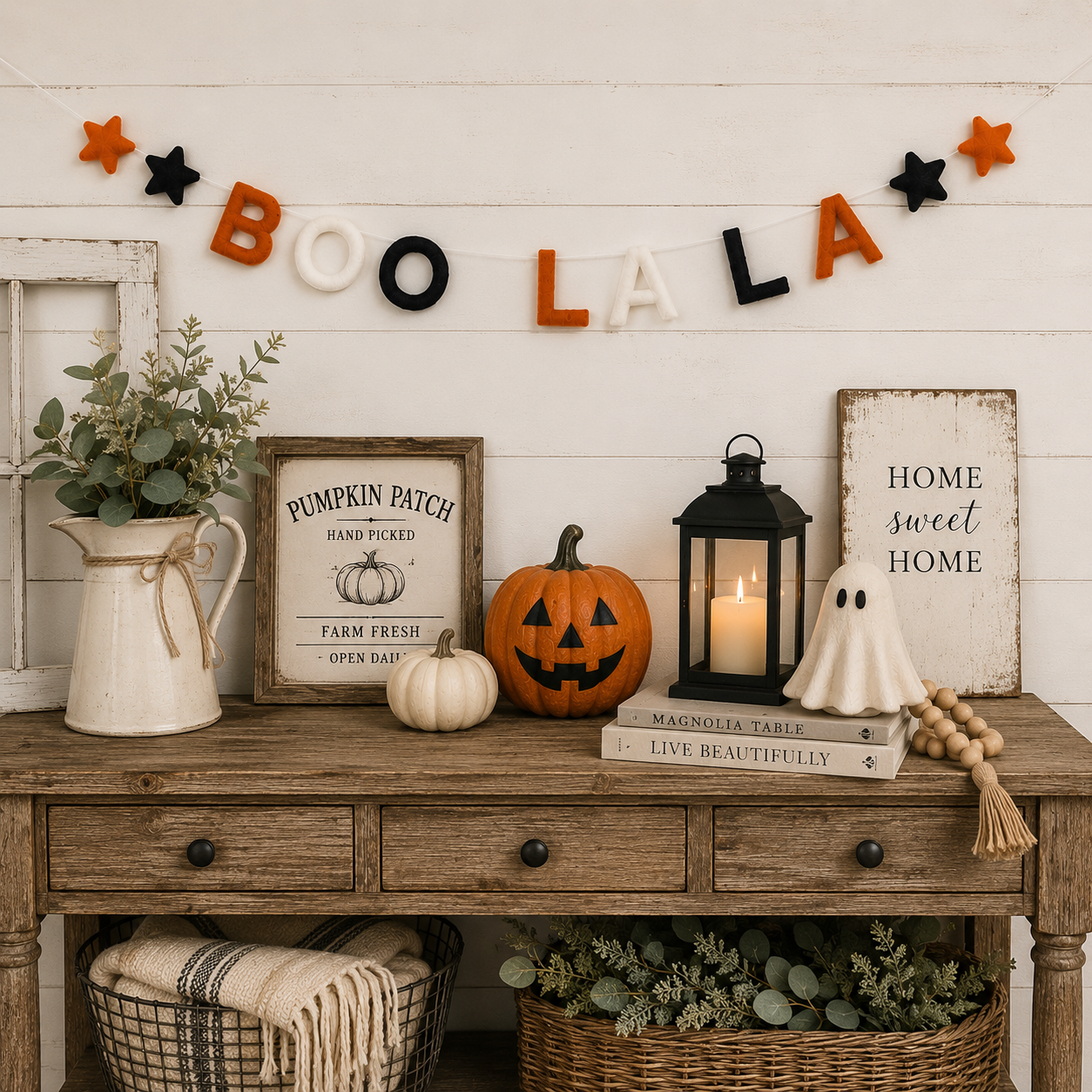 Boo La La Felt Garland | Halloween Felt Banner | Handmade Spooky Wall Decor