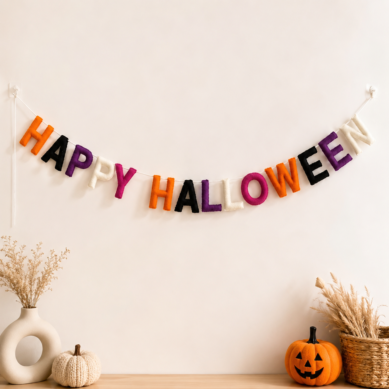 Happy Halloween Felt Garland | Handmade Halloween Banner | Halloween Party Decor | Halloween Wall Hanging | Spooky Home Decor