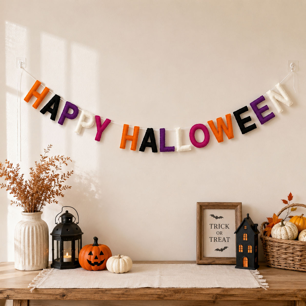 Happy Halloween Felt Garland | Handmade Halloween Banner | Halloween Party Decor | Halloween Wall Hanging | Spooky Home Decor