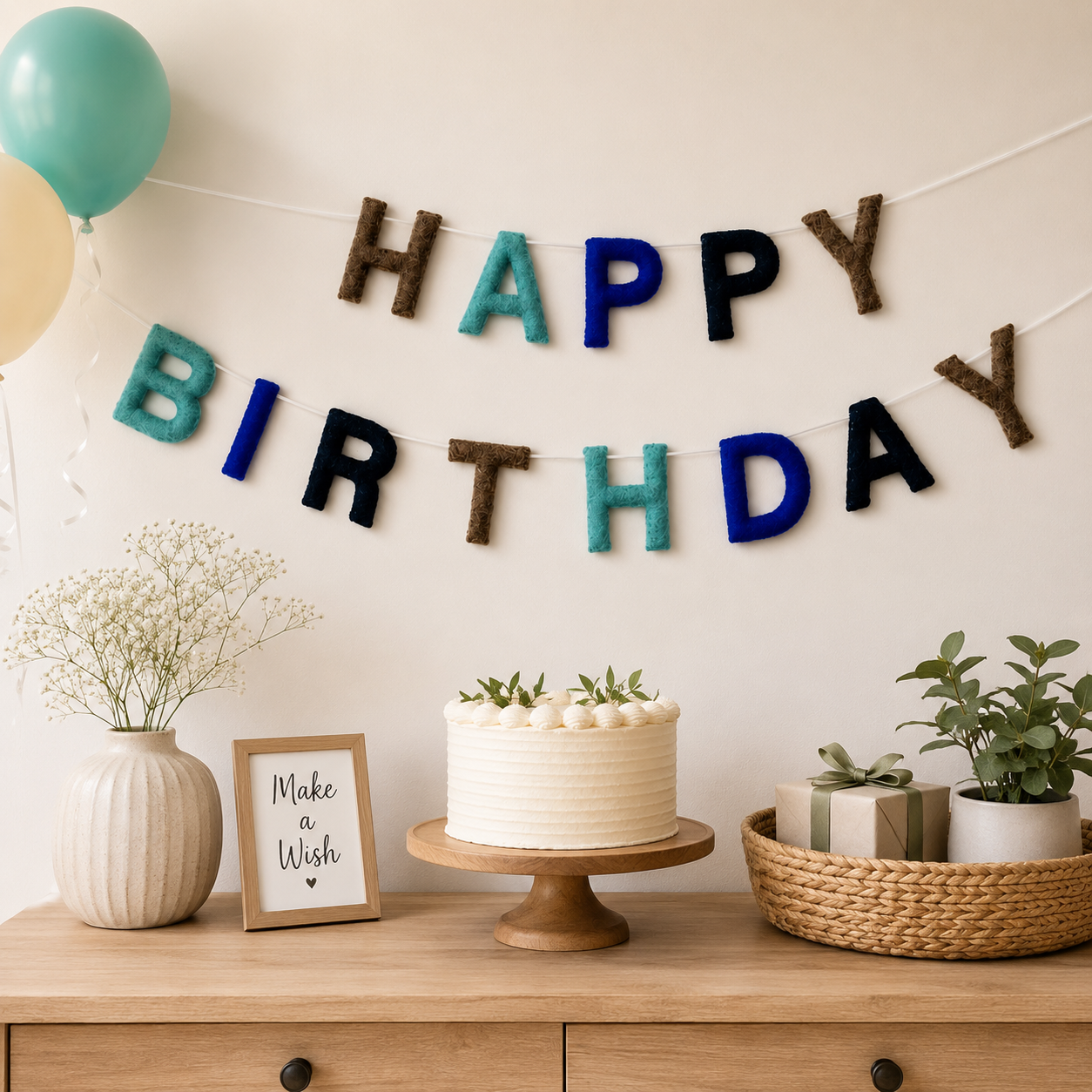 Happy Birthday Felt Garland | Personalized Birthday Banner | Handmade Wool Felt Party Decoration | Custom Birthday Decor