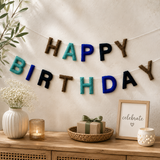 Happy Birthday Felt Garland | Personalized Birthday Banner | Handmade Wool Felt Party Decoration | Custom Birthday Decor