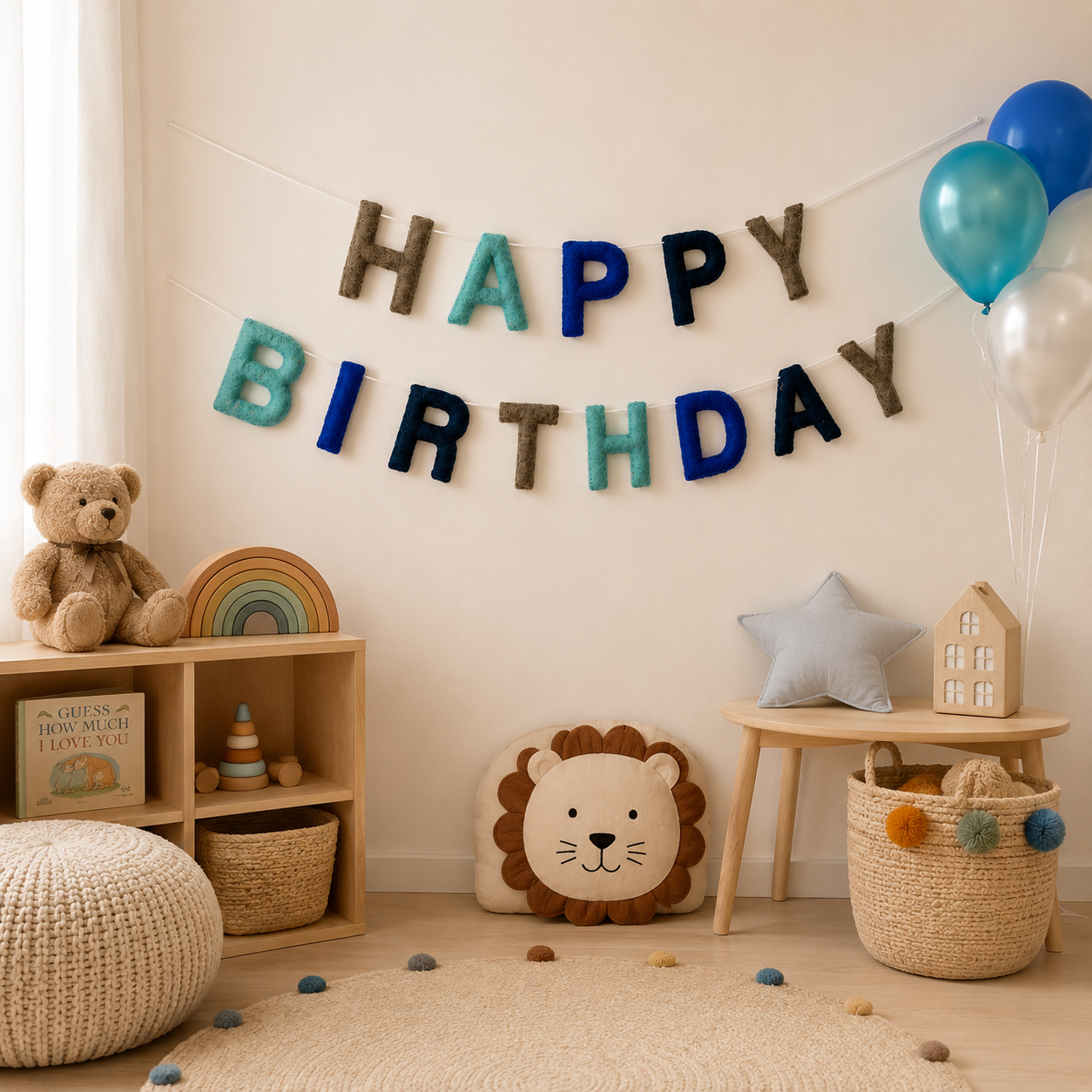 Happy Birthday Felt Garland | Personalized Birthday Banner | Handmade Wool Felt Party Decoration | Custom Birthday Decor