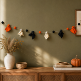 Handmade Wool Felt Halloween Ghost Garland – Cute Spooky Ghost Banner for Mantel, Wall, Nursery & Halloween Party Decor