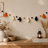 Handmade Wool Felt Halloween Ghost Garland – Cute Spooky Ghost Banner for Mantel, Wall, Nursery & Halloween Party Decor