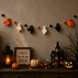 Handmade Wool Felt Halloween Ghost Garland – Cute Spooky Ghost Banner for Mantel, Wall, Nursery & Halloween Party Decor