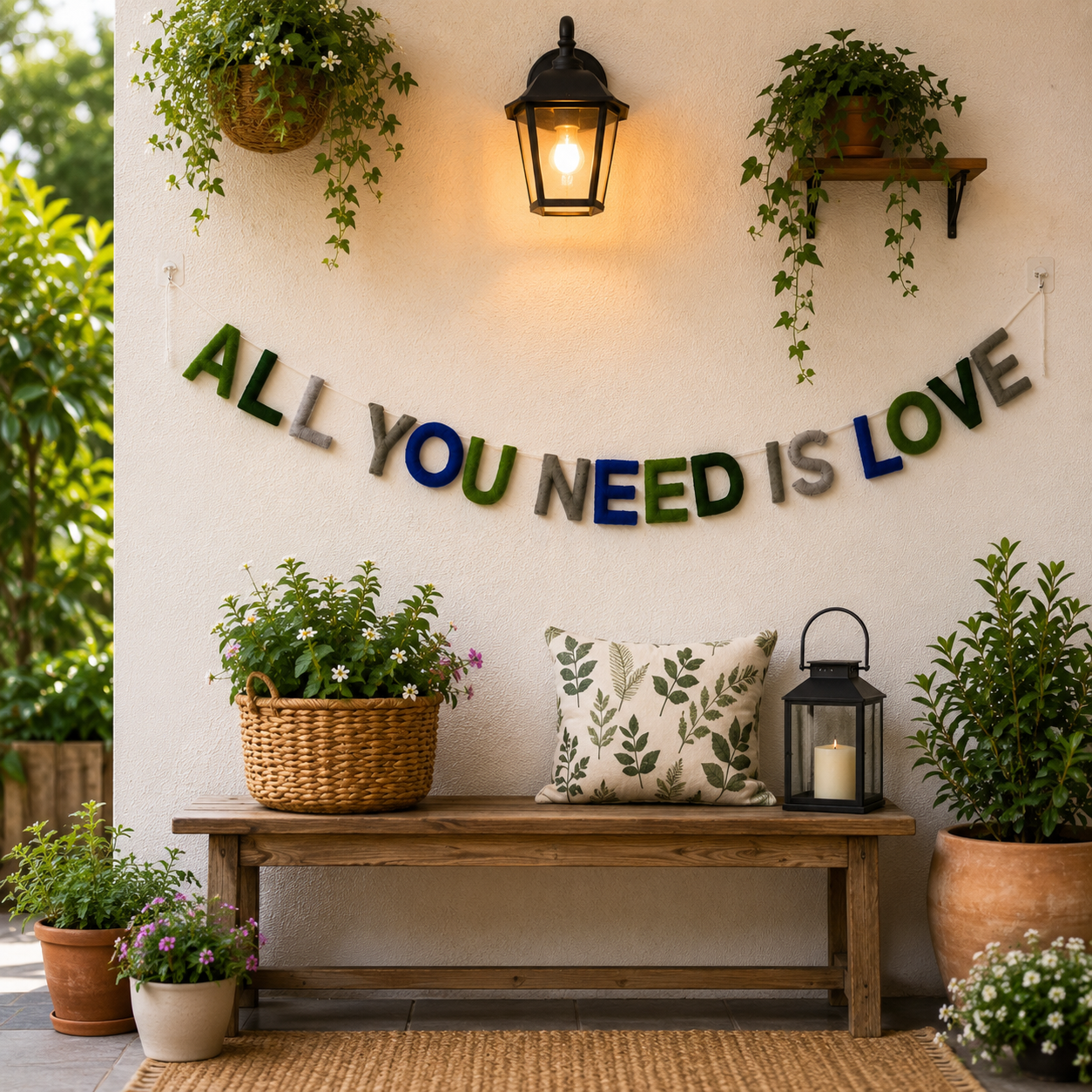 All You Need Is Love Felt Letter Garland | Handmade Wool Felt Banner | Nursery Wall Decor | Bedroom & Playroom Hanging | Baby Shower Gift