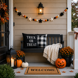 Halloween Felt Ball Garland with Stars – Handmade Halloween Banner for Mantel, Fireplace, Party & Entryway Decor
