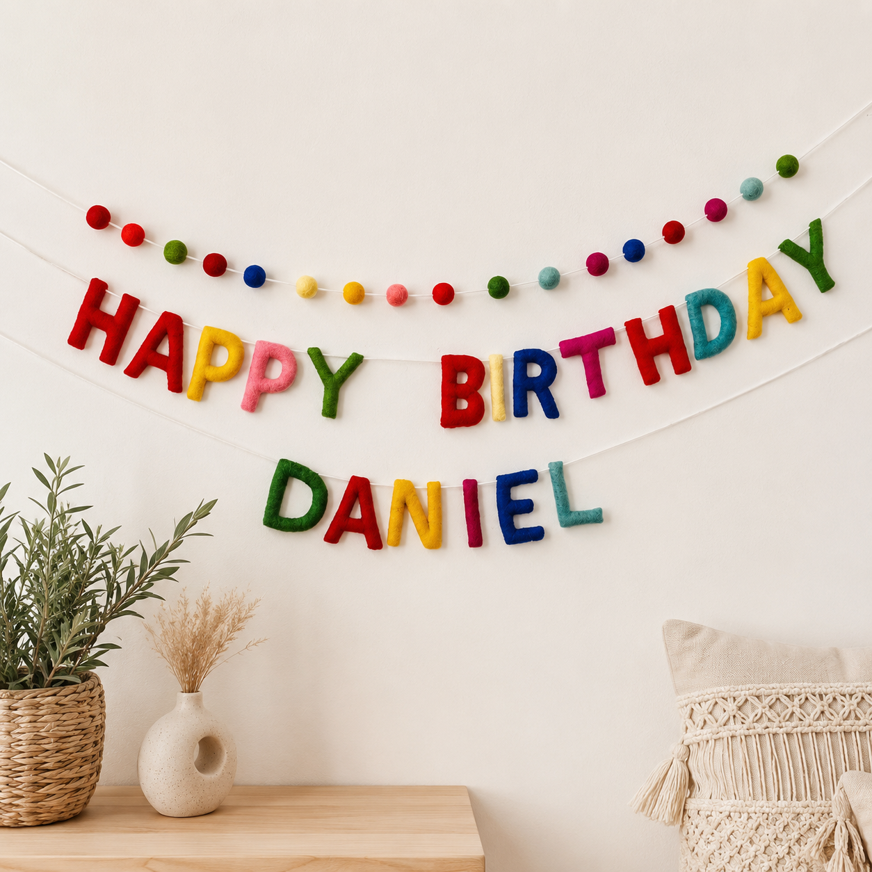 Personalized Wool Felt Birthday Banner- Happy Birthday Garland