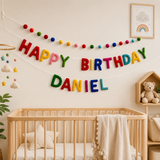 Personalized Wool Felt Birthday Banner- Happy Birthday Garland
