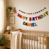 Personalized Wool Felt Birthday Banner- Happy Birthday Garland