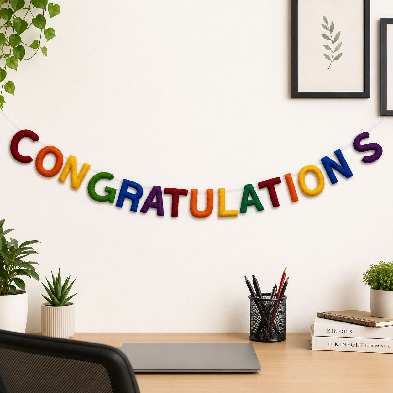 Rainbow Felt Congratulations Banner | Handmade Wool Felt Letter Garland | Graduation Party Decor | Congratulations Sign | Baby Shower | Wedding Celebration | Reusable Party Banner