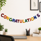 Rainbow Felt Congratulations Banner | Handmade Wool Felt Letter Garland | Graduation Party Decor | Congratulations Sign | Baby Shower | Wedding Celebration | Reusable Party Banner