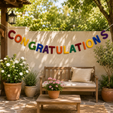 Rainbow Felt Congratulations Banner | Handmade Wool Felt Letter Garland | Graduation Party Decor | Congratulations Sign | Baby Shower | Wedding Celebration | Reusable Party Banner