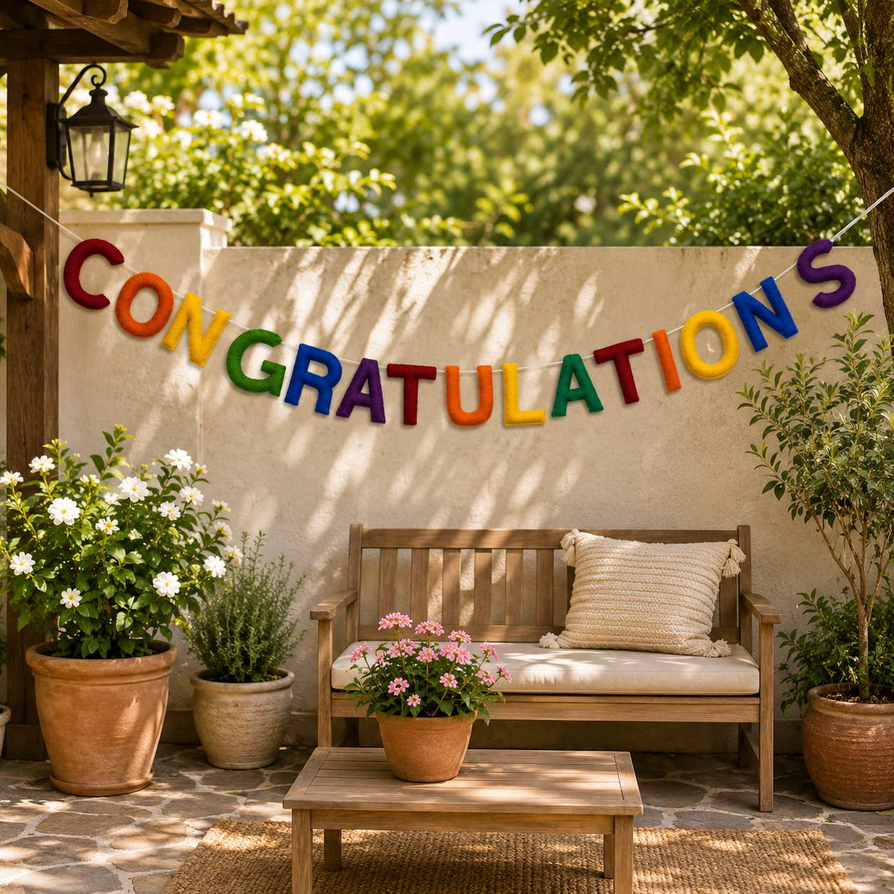 Rainbow Felt Congratulations Banner | Handmade Wool Felt Letter Garland | Graduation Party Decor | Congratulations Sign | Baby Shower | Wedding Celebration | Reusable Party Banner