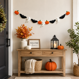Handmade Halloween Felt Garland with Pumpkins, Bats & Ghosts | Spooky Fall Home Decor Banner
