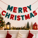 Merry Christmas Felt Garland – Handmade Wool Felt Letter Banner | Christmas Wall Hanging | Holiday Party Decor | Reusable Christmas Decoration