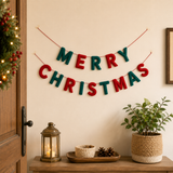 Merry Christmas Felt Garland – Handmade Wool Felt Letter Banner | Christmas Wall Hanging | Holiday Party Decor | Reusable Christmas Decoration