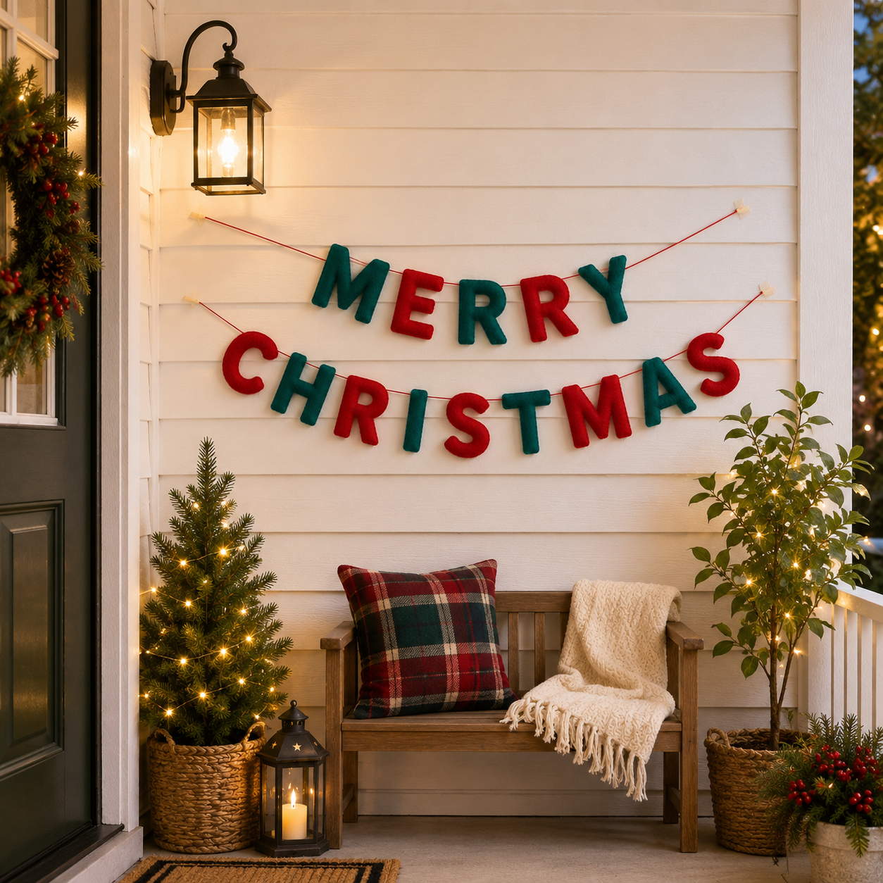 Merry Christmas Felt Garland – Handmade Wool Felt Letter Banner | Christmas Wall Hanging | Holiday Party Decor | Reusable Christmas Decoration