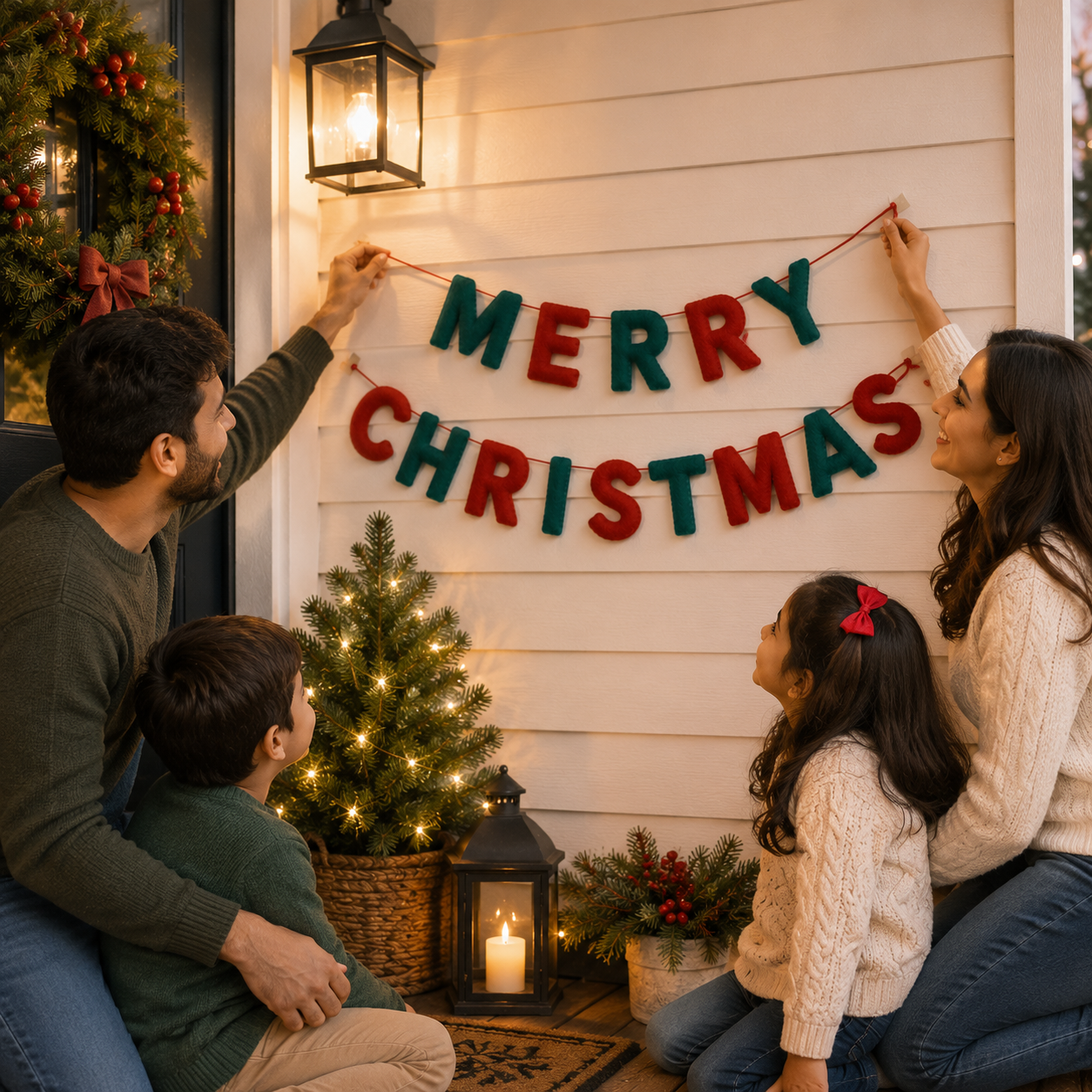 Merry Christmas Felt Garland – Handmade Wool Felt Letter Banner | Christmas Wall Hanging | Holiday Party Decor | Reusable Christmas Decoration