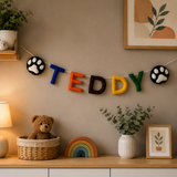 Personalized Dog Name Garland – Handmade Wool Felt Pet Birthday Banner
