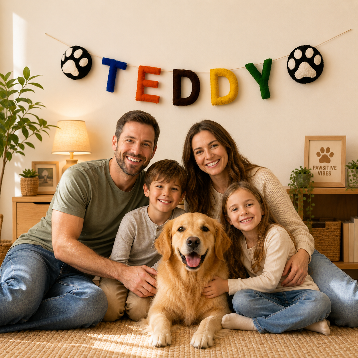 Personalized Dog Name Garland – Handmade Wool Felt Pet Birthday Banner