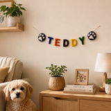 Personalized Dog Name Garland – Handmade Wool Felt Pet Birthday Banner