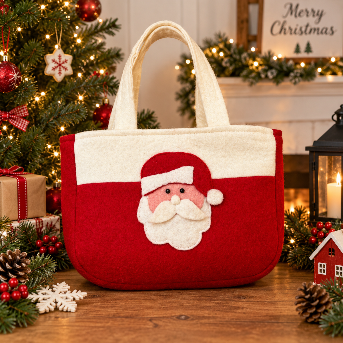 Christmas Party Favor Gift Bag – Santa Holiday Gift Tote Bag | Christmas Treat Bag for Kids & Gifts | Bulk Party Favor Bags