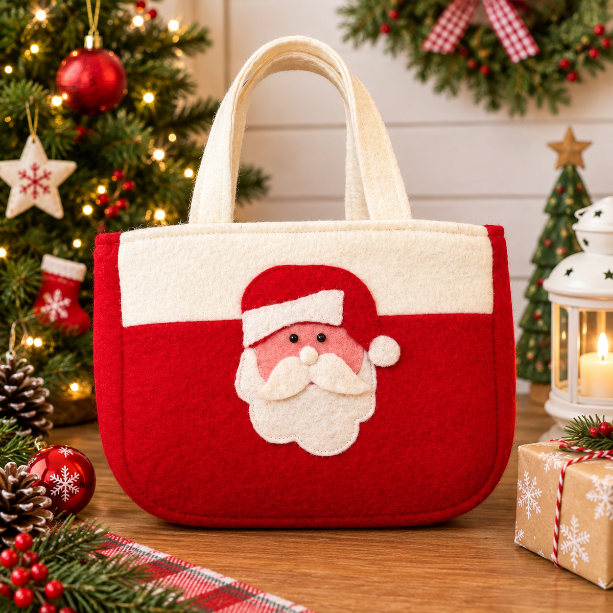 Christmas Party Favor Gift Bag – Santa Holiday Gift Tote Bag | Christmas Treat Bag for Kids & Gifts | Bulk Party Favor Bags