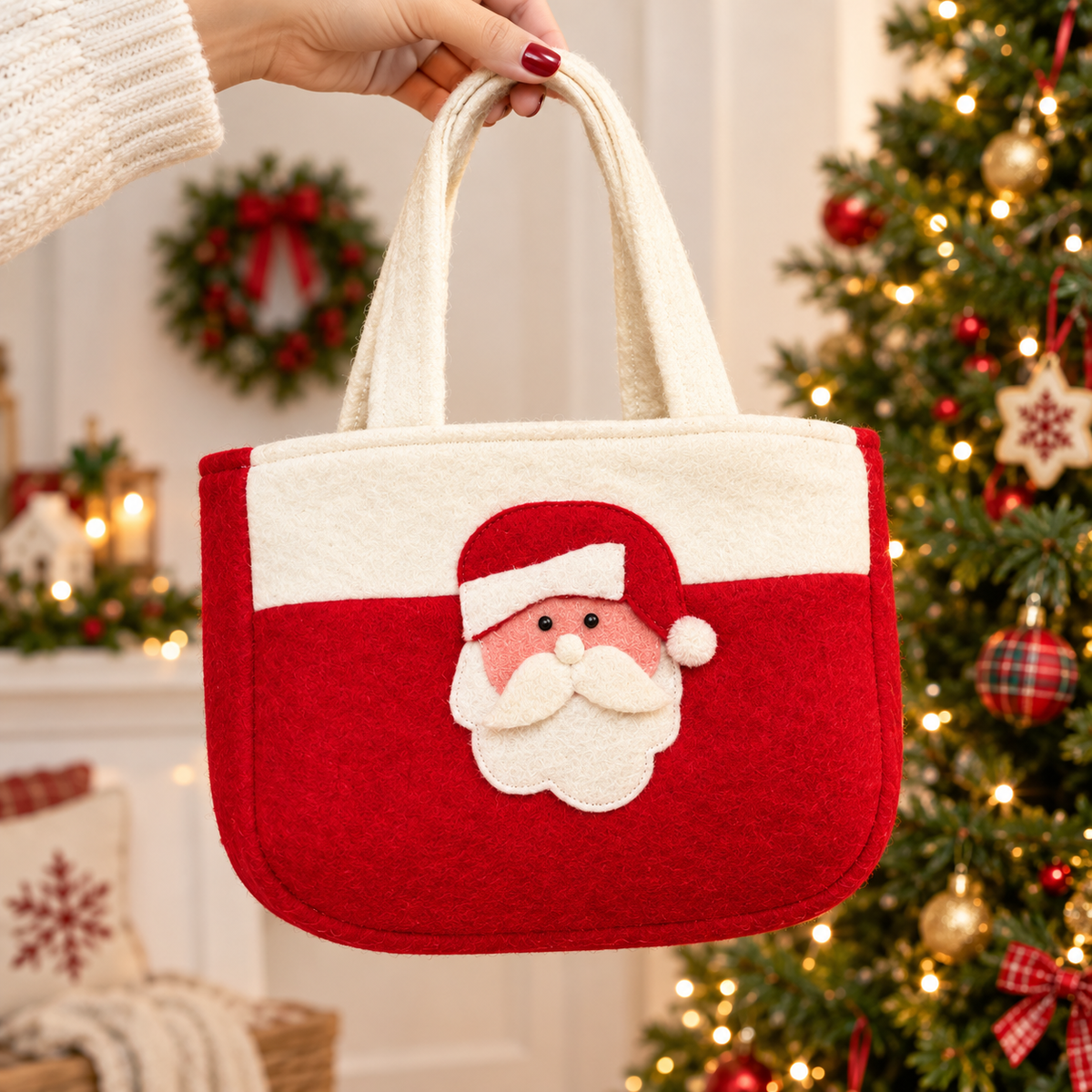 Christmas Party Favor Gift Bag – Santa Holiday Gift Tote Bag | Christmas Treat Bag for Kids & Gifts | Bulk Party Favor Bags