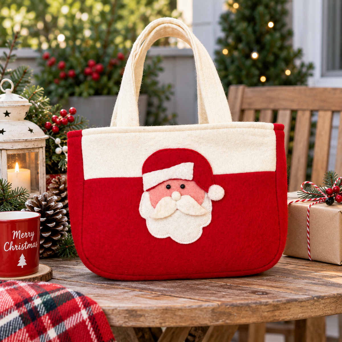 Christmas Party Favor Gift Bag – Santa Holiday Gift Tote Bag | Christmas Treat Bag for Kids & Gifts | Bulk Party Favor Bags
