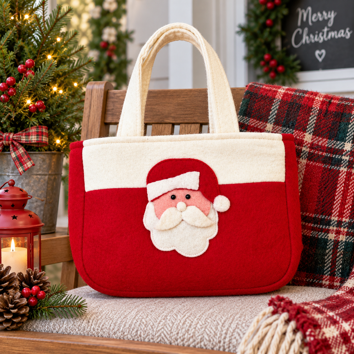 Christmas Party Favor Gift Bag – Santa Holiday Gift Tote Bag | Christmas Treat Bag for Kids & Gifts | Bulk Party Favor Bags