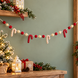Christmas Candy Cane Garland – Handmade Wool Felt Christmas Decoration