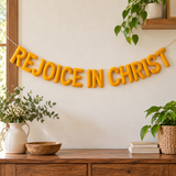Rejoice in Christ Felt Garland – Handmade Christian Faith Wall Decor